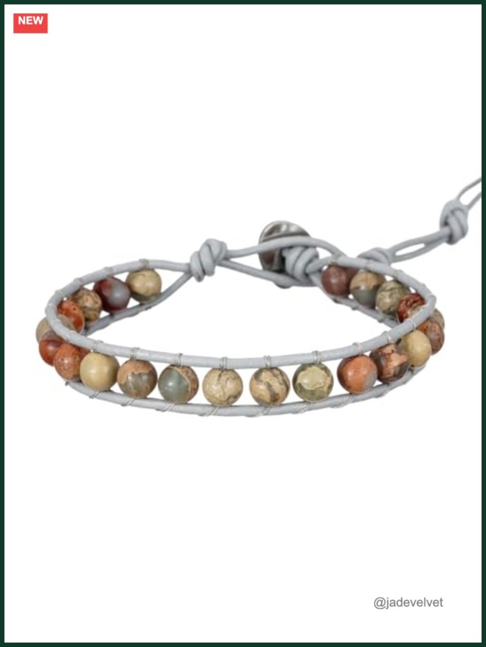 Natural Stone Bead Wrap Bracelet Agalmatolite Adjustable Strand Jewelry